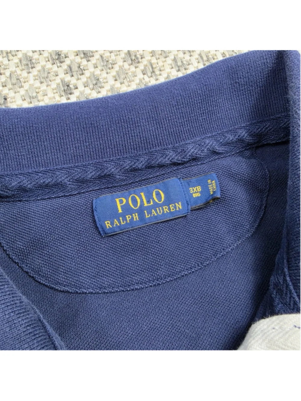 Polo Ralph Lauren Mens 3XB Navy Yellow Script Logo 67 Big Tall Polo Shirt
